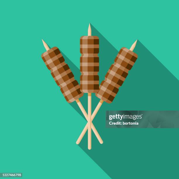 chicken satay thai food icon - chicken satay stock illustrations
