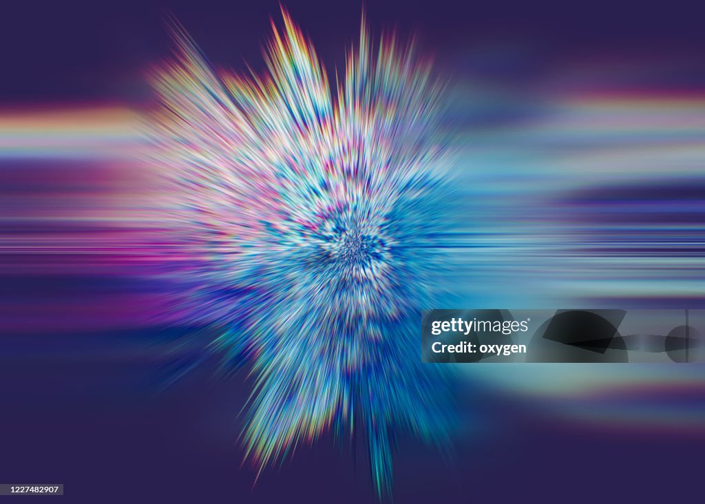 Abstract Lights Motion Speed Radial Lines Space Nebula Background. Long Double Exposure