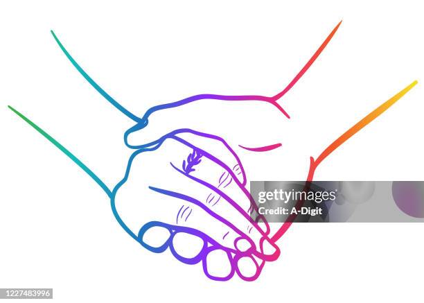 wedding engagement holding hands rainbow - engagement ring clipart stock illustrations