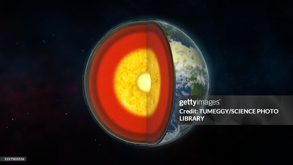 Earth's internal structure, 3D illustration