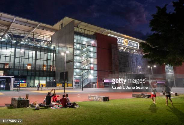 General view of Suncorp Stadium on May 28, 2020 in Brisbane, Australia. The NRL season resumed this evening after a postponement due to the Covid-19...