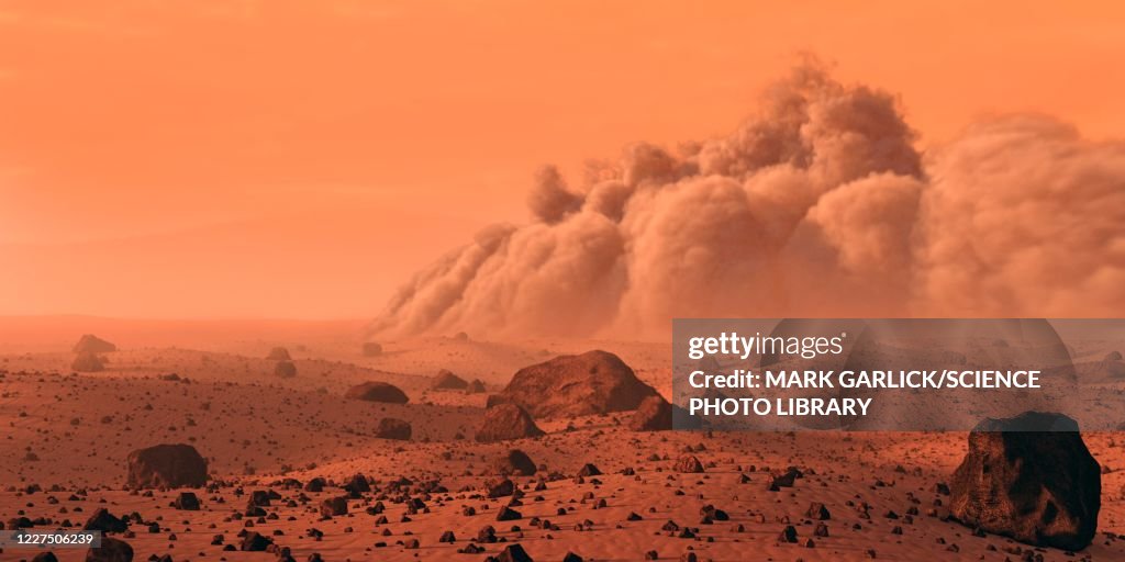 Martian dust storm, illustration
