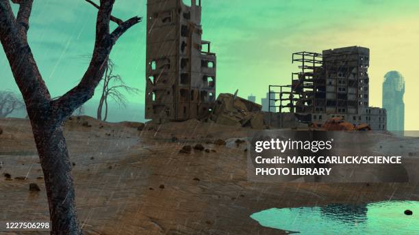 global warming, conceptual illustration - apokalypse stock-grafiken, -clipart, -cartoons und -symbole