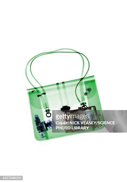 handbag with various items, x-ray - purse contents stock pictures, royalty-free photos & images