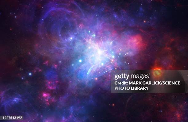 protogalaxy, illustration - nebula stock illustrations