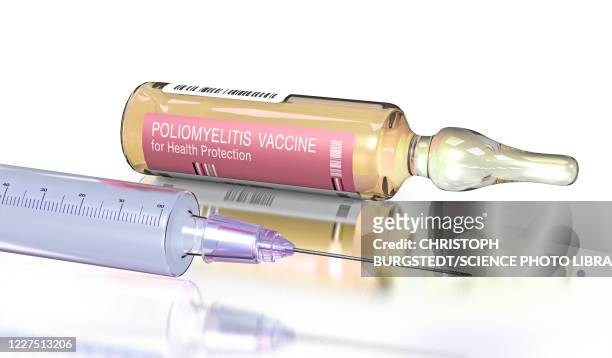 ampoule filled with polio vaccine, illustration - polio epidemic stock illustrations