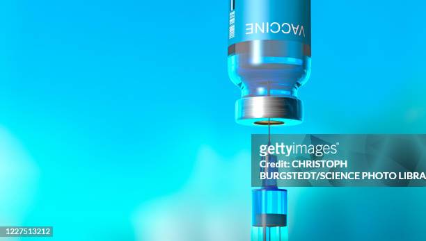 syringe pulling vaccine from ampoule, illustration - ampoule stock-grafiken, -clipart, -cartoons und -symbole