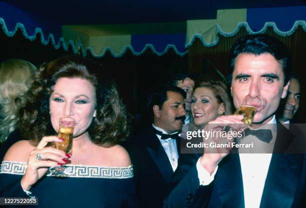 Spanish singer Rocio Jurado with her husband the bullfighter Jose Ortega Cano, Madrid, Spain, 1994.