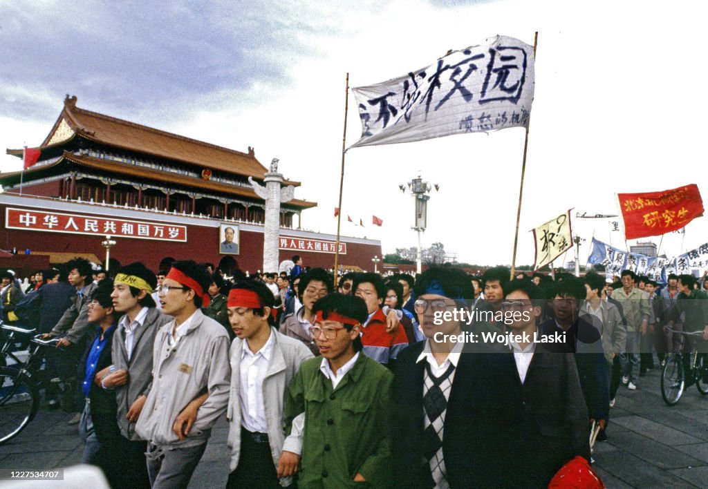 Students' protest at the Tiananmen Square in 1989