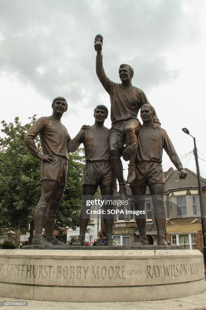 The Champions, a bronze sculpture located on Barking Road...