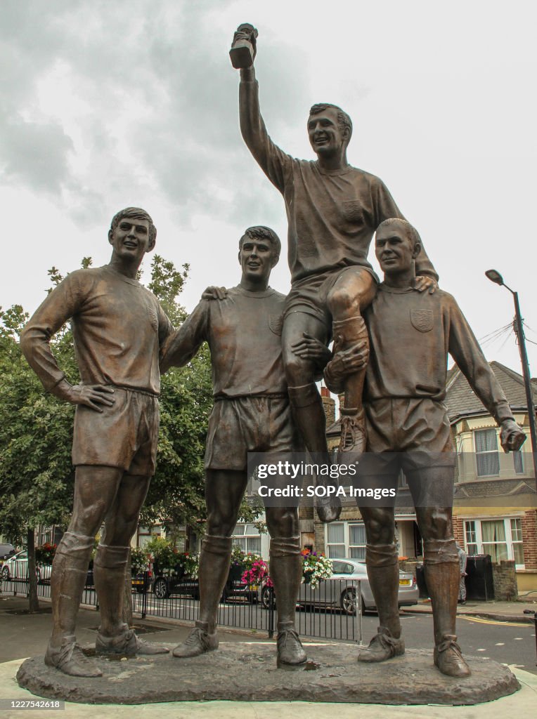 The Champions, a bronze sculpture located on Barking Road...