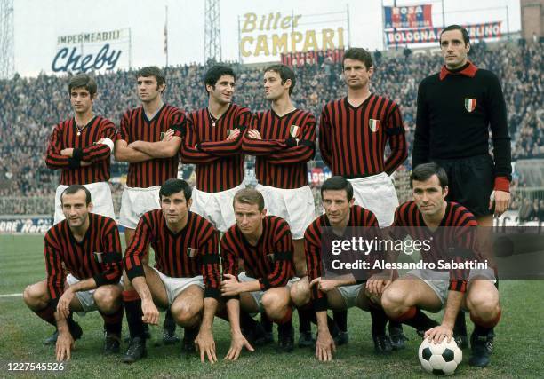 Milan team line up Gianni Rivera, Pierino Prati, Carlo Petrini, Angelo Rosato, Angelo Benedicto Sormani, Fabio Cudicini, Giovanni Lodetti, Angelo...