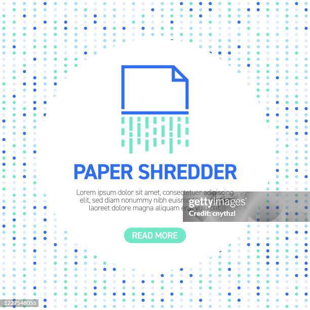 paper shredder line icons. simple outline icons with pattern - shredded paper stock illustrations