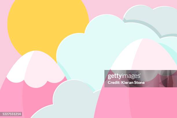 illustration of mountains in the clouds - snow victoria australia stock pictures, royalty-free photos & images