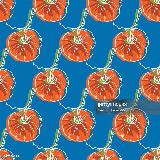 hand drawn tomatoes seamless pattern - heirloom tomato stock illustrations