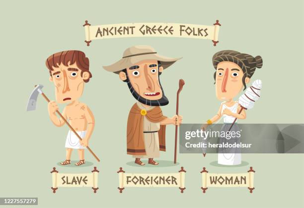 ancient greece characters set - greek people stock illustrations