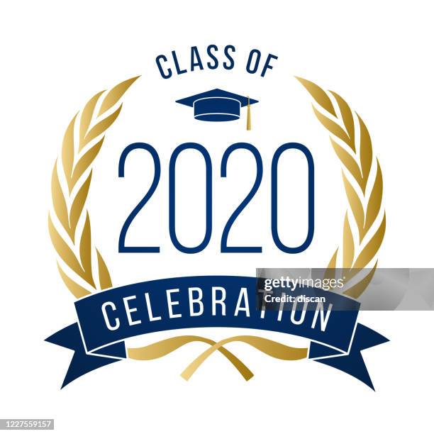 klasse von 2020, congrats graduates label. - education building stock-grafiken, -clipart, -cartoons und -symbole