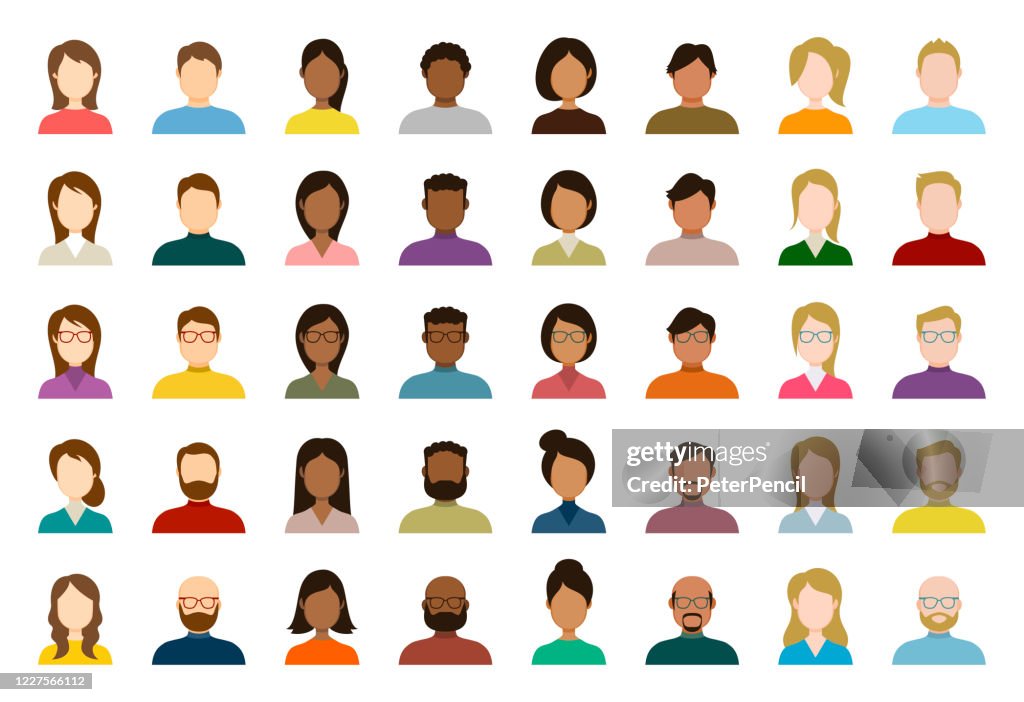 People Avatar Icon Set - Profile Diverse Empty Faces for Social Network - illustration abstraite vectorielle