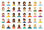 People Avatar Icon Set - Profile Diverse Empty Faces for Social Network - vector abstract illustration