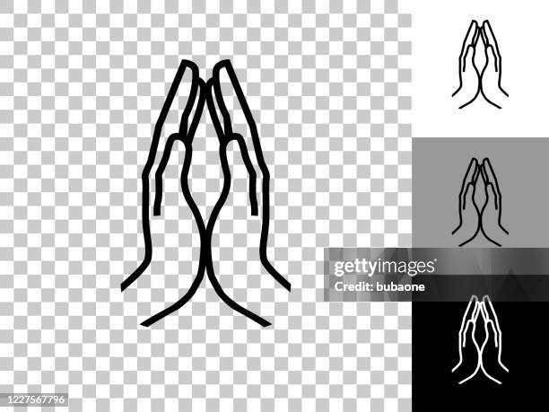 hands together icon on checkerboard transparent background - praying icon stock illustrations