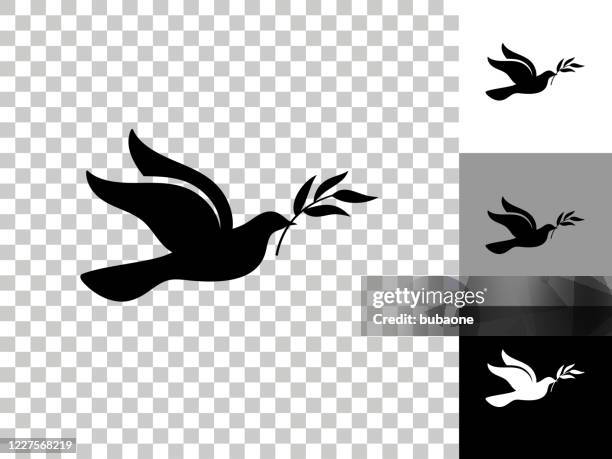 dove icon on checkerboard transparent background - doves stock illustrations