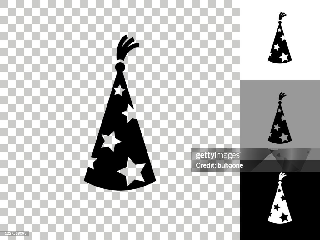 Wizard Hat Icon on Checkerboard Transparent Background