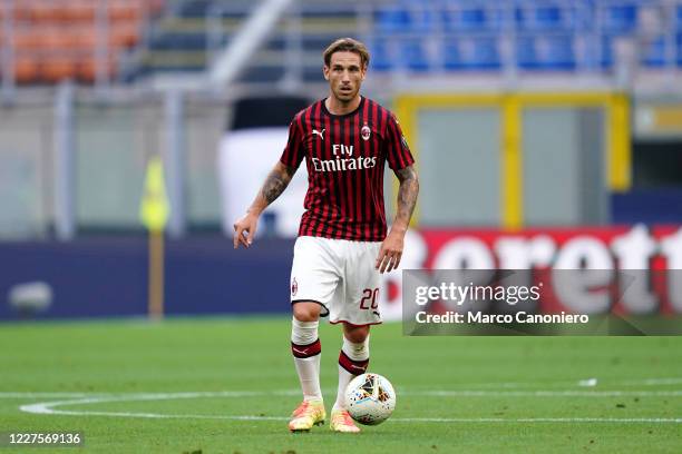 Lucas Biglia of Ac Milan in action during the Serie A match between Ac Milan and Parma Calcio. Ac Milan wins 3-1 over Parma Calcio.