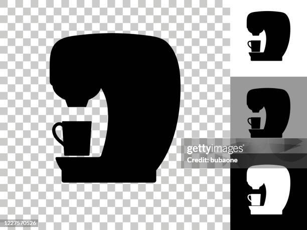 coffee machine icon on checkerboard transparent background - different cups stock illustrations