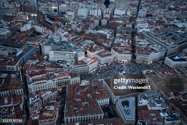 spain, madrid, aerial view of city downtown - madrid aerial stock pictures, royalty-free photos & images