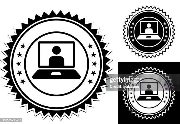 laptop computer virtual call icon - multiple computers connected stock illustrations