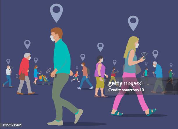 coronavirus tracking application - contact tracing stock illustrations