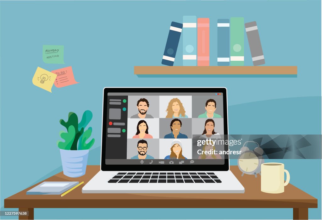 Illustration of a group of people in a video conference