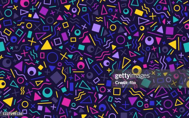 stockillustraties, clipart, cartoons en iconen met naadloze retro abstracte vormen achtergrond - 80s patterns