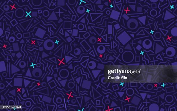 stockillustraties, clipart, cartoons en iconen met naadloze retro abstracte vormen achtergrond - retro games