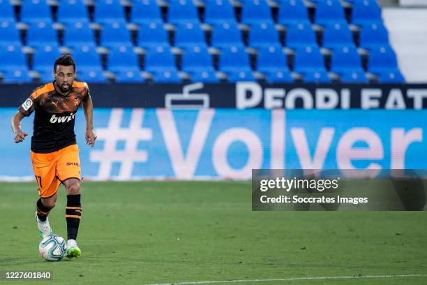 Francis Coquelin of Valencia during the La Liga Santander match between Leganes v Valencia at the Estadio Municipal de Butarque on July 12, 2020 in...