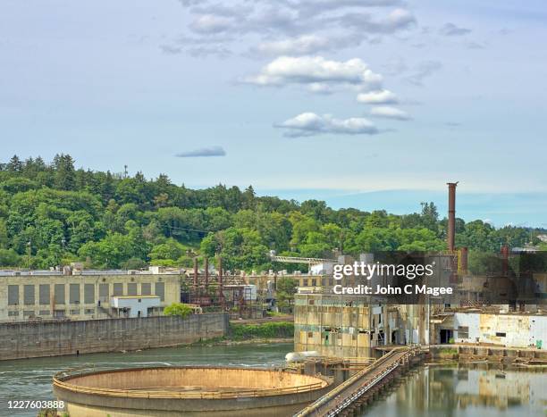 willamette falls hydroelectric plant - willamette river stock pictures, royalty-free photos & images