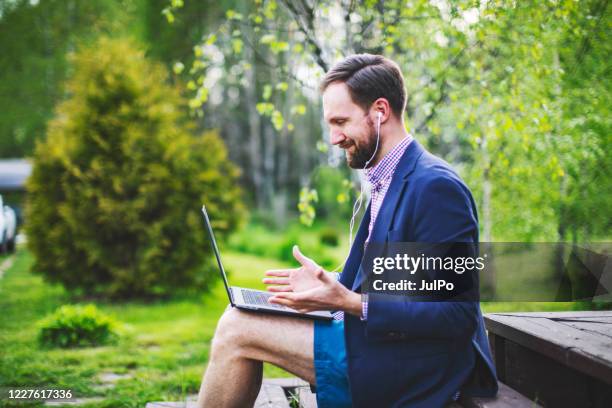 new dress code for online business meetings during quarantine - shorts stock pictures, royalty-free photos & images