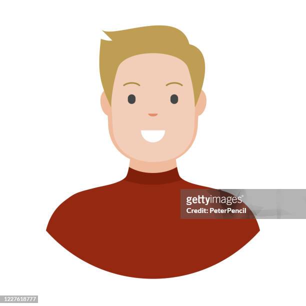 stockillustraties, clipart, cartoons en iconen met human face avatar icon - profiel voor sociaal netwerk - man - vectorillustratie - blond haar