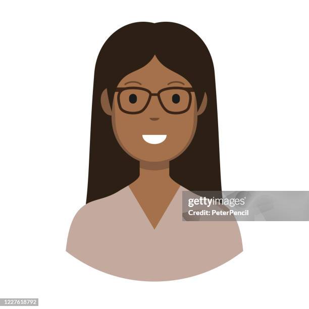 ilustraciones, imágenes clip art, dibujos animados e iconos de stock de human face avatar icon - perfil para la red social - mujer - ilustración vectorial - happy smiling young woman side view