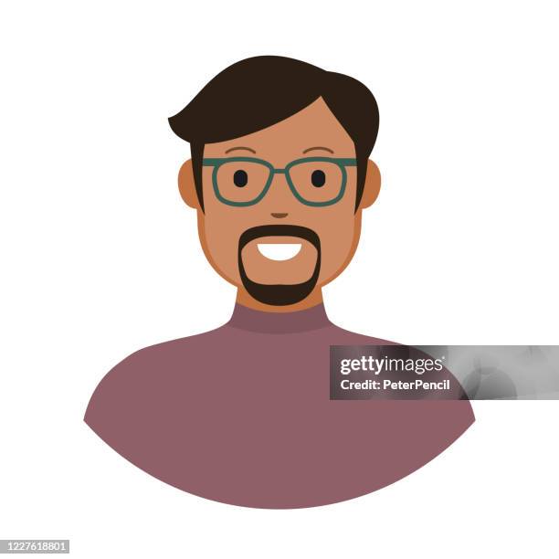 menschliches gesicht avatar-symbol - profil für soziales netzwerk - mann - vektor-illustration - indischer subkontinent stock-grafiken, -clipart, -cartoons und -symbole