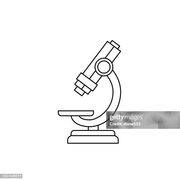 ilustraciones, imágenes clip art, dibujos animados e iconos de stock de icono coronavirus - microscopio - microscopio