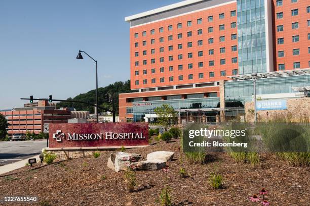 Signage is displayed outside of Mission Hospital in Asheville, North Carolina, U.S., on Wednesday, July 15 2020. At least 93,426 people in North...