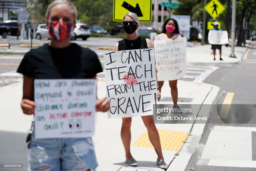 Hillsborough County Florida Teachers Protest Reopening Schools Amid Pandemic