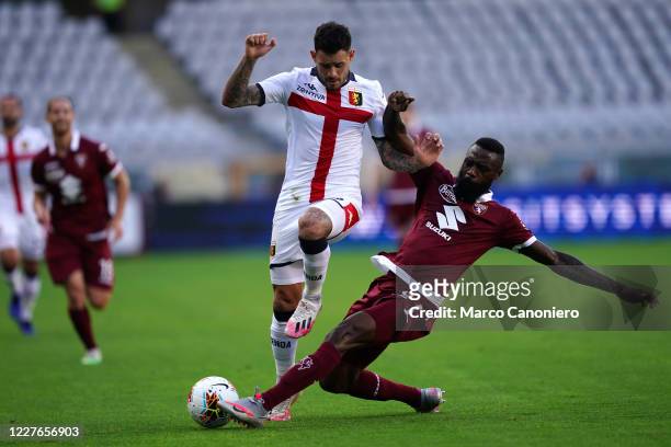 Antonio Sanabria of Genoa Cfc and Nicolas N'Koulou of Torino FC in action during the Serie A match between Torino Fc and Genoa Cfc. . Torino Fc wins...