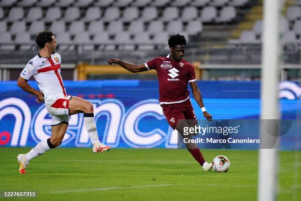 Temitayo Aina of Torino FC in action during the Serie A match between Torino Fc and Genoa Cfc. . Torino Fc wins 3-0 over Genoa Cfc.