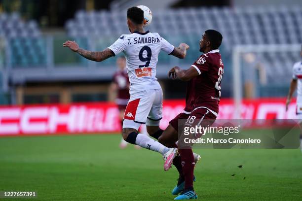 Antonio Sanabria of Genoa Cfc and Gleison Bremer of Torino FC in action during the Serie A match between Torino Fc and Genoa Cfc. . Torino Fc wins...