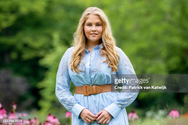 Princess Amalia of The Netherlands during the annual summer photocall at their residence Palace Huis ten Bosch on July 17, 2020 in The Hague,...