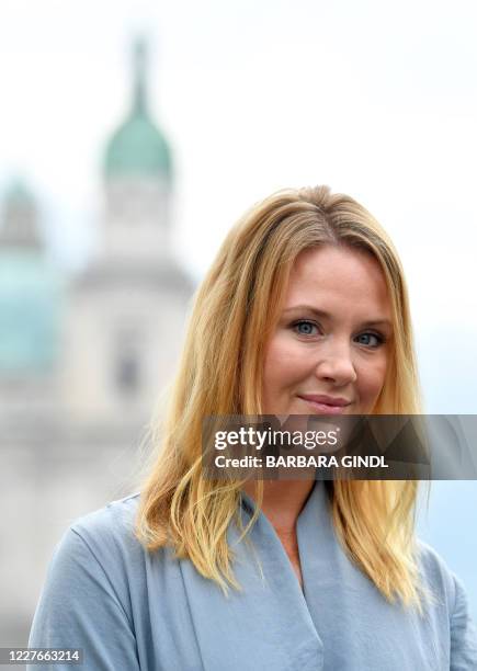 German actress Pauline Knof poses during the terrace talk on the "Jedermann" play by Austrian playwright Hugo von Hofmannsthal at the Salzburg...