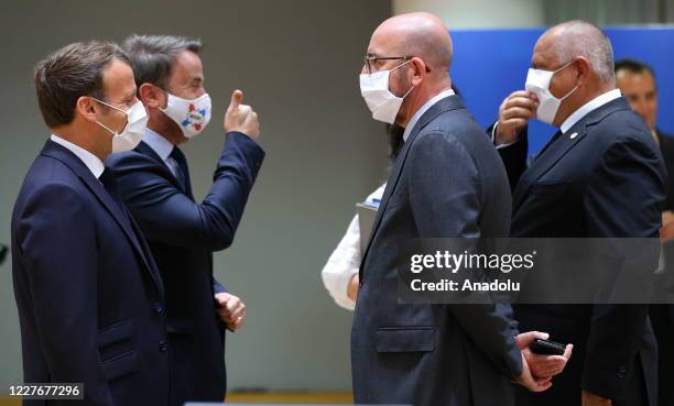 President of the European Council Charles Michel , French President Emmanuel Macron , Bulgarian Prime Minister Boyko Borisov and Prime Minister of...