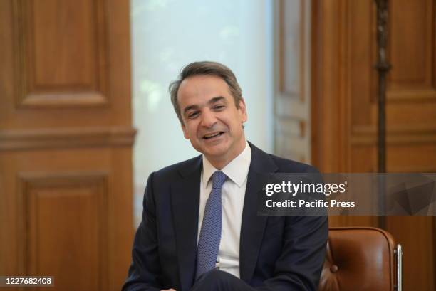 Greek Prime Minister Kyriakos Mitsotakis, during the meeting with Nicos Anastasiades, President of the Republic of Cyprus. Nicos Anastasiades...